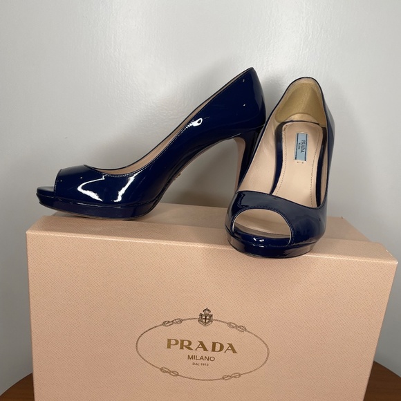Blue Prada peep toe high-heels - Picture 8 of 12